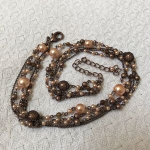 Copper and pearl necklace